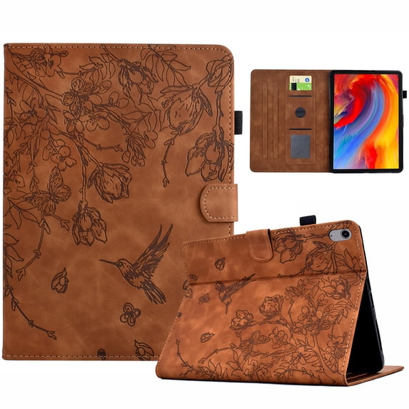for iPad Mini 7th Gen 2024 8.3" Tablet Case, PU Leather Embossed Flower Pattern Cover with Multi-Angle Flip Stand & Card Slots Protective Cover for iPad Mini 6th Gen 2021 8.3" Case, Brown