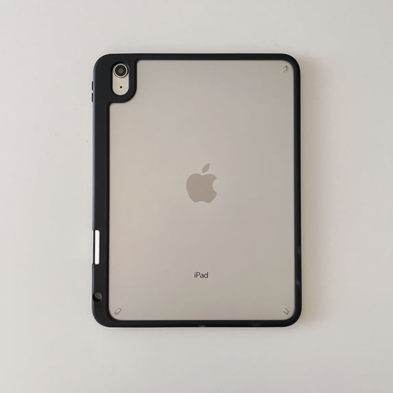 for iPad Mini 7th Gen 2024/Mini 6th Gen 2021 Case, Slim Frosted Cover Hard Back Matte Clear Case with S Pen Holder, Flexible TPU Bumper Shockproof Protective Tablet Case for iPad Mini 7 2024, Black
