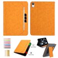 thumbnail image 1 of for iPad Mini 7th Gen 2024 Tablet Case with Card Slots, PU Leather Stand Folio Protective Cover, with Pencil Holder Wrist Strap Auto Wake/Sleep Full Body Case for iPad Mini 6th Gen 2021, Orange, 1 of 10