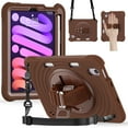 thumbnail image 1 of for iPad Mini 7th Gen 8.3" 2024 Case, Durable Sturdy Protection Case with Rotation Stand, Portable Hand Strap and Shoulder Strap Pencil Holder, Case for iPad Mini 6th Gen 8.3" 2021, Chocolate, 1 of 16