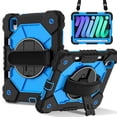 thumbnail image 1 of for iPad Mini 7th Gen 8.3" 2024 Case, Military Grade Heavy Duty Silicone Protection Cover with Pencil Holder + 360 Rotating Stand + Handle Rugged Cover for iPad Mini 6th Gen 8.3" 2021, Black+blue, 1 of 6