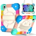 thumbnail image 1 of for iPad Mini 7th Gen 8.3" 2024 Case, Military Grade Heavy Duty Silicone Protection Cover with Pencil Holder + Rotating Stand+Handle Rugged Cover for iPad Mini 6th Gen 8.3" 2021,Colorful blue+beige, 1 of 6
