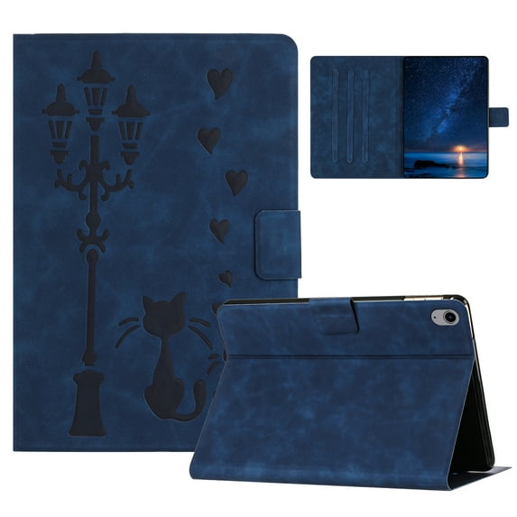 for iPad Mini 7th Gen 8.3" 2024 Case PU Leather Folio Tablet Cover, Smart Auto Wake/Sleep Flip Stand Case Embossed Pattern Magnetic Clasp Protective Case for iPad Mini 6th Gen 8.3" 2021, Blue