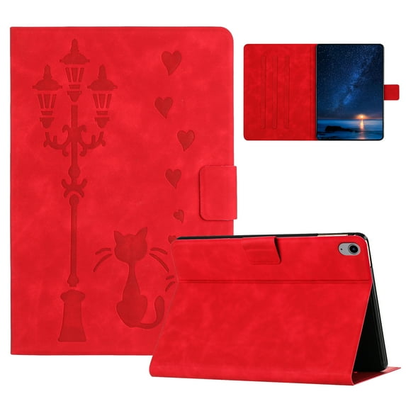 for iPad Mini 7th Gen 8.3" 2024 Case PU Leather Folio Tablet Cover, Smart Auto Wake/Sleep Flip Stand Case Embossed Pattern Magnetic Clasp Protective Case for iPad Mini 6th Gen 8.3" 2021, Red