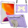 thumbnail image 1 of for iPad Mini 7th Gen 8.3" 2024 Kids Case with 3D Butterfly Stand & Pencil Holder, Tablet Case with Adjustable Shoulder Strap, Shockproof Protective Cover for iPad Mini 6th Gen 8.3" 2021, Purple+Beige, 1 of 7