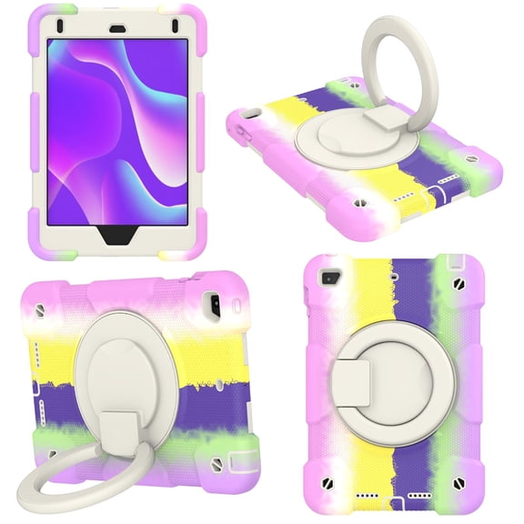 iPad Mini Case 5th/4th Generation,360° Rotating Multi-Functional Handle-Kickstand Shockproof Cover Silicone Rubber PC & Shoulder Strap & Pencil Holder for iPad Mini 5 / 4, Colorful#Purple
