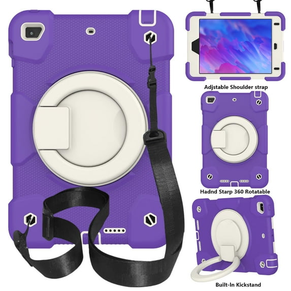 iPad Mini Case 5th Generation, iPad Mini 5 Case for Kids, Heavy Duty Protective Rugged Case Cover with Hand Strap, Shoulder Strap, Kickstand, Pencil Holder for iPad Mini 5 / 4, Dark Purple