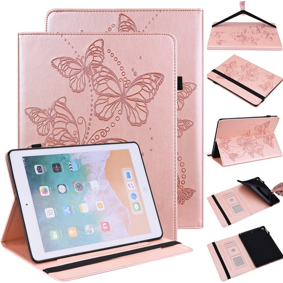 iPad Mini Case (6th Generation, 2021 Release) - TECH CIRCLE Auto Sleep Wake Butterfly Case with [Stand/ Card Holders] Protective Leather Flip Pretty Cover for New Apple Mini 8.3 Inch Tablet (Pink)