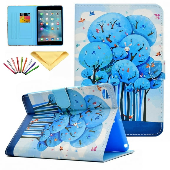 iPad Mini Case, iPad Mini 1 2 3 4 Case, Allytech PU Leather Flip Wallet Case with Auto Sleep/Wake Feature Smart Folio Stand Cover for Apple iPad Mini 1/ Mini 2/ Mini 3/ Mini 4, Animal Forest