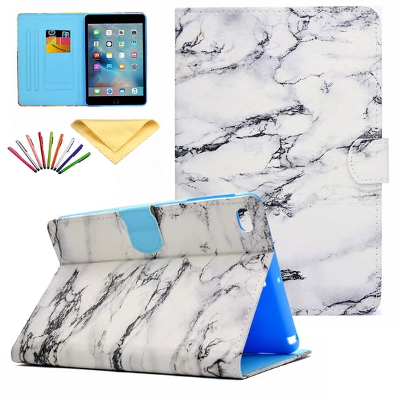 iPad Mini Case, iPad Mini 1 2 3 4 Case, Allytech PU Leather Flip Wallet Case with Auto Sleep/Wake Feature Smart Folio Stand Cover for Apple iPad Mini 1/ Mini 2/ Mini 3/ Mini 4, Marble