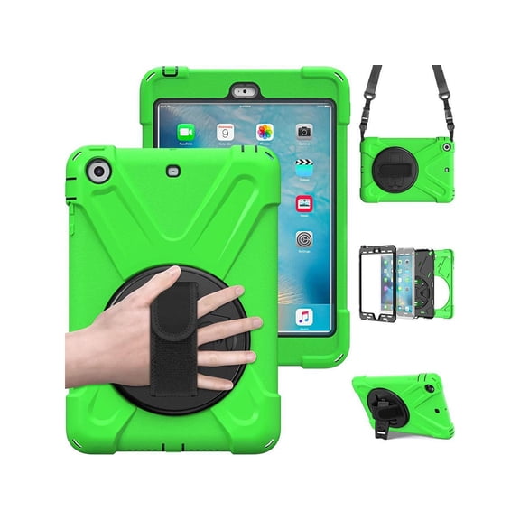 iPad Mini Case iPad Mini 1 2 3 Case Cover with 360 Degree Rotating Kickstand Hand Grip Strap Shoulder Strap ShockProof Rugged Protective Cover