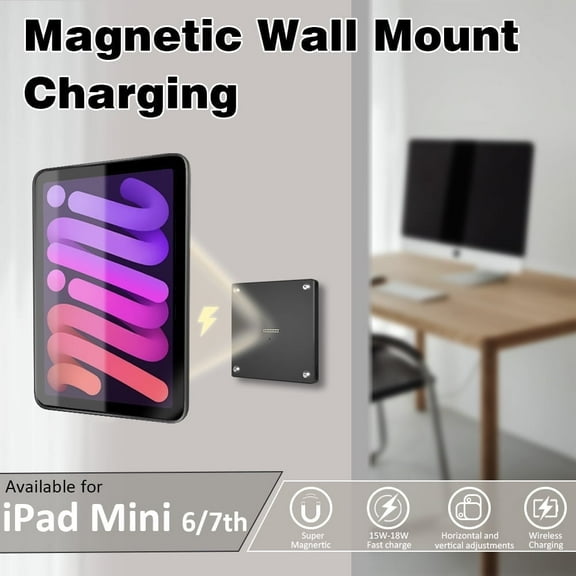 iPad Mini6 Mini7 Wall Mount Rotatable Design Tablet Case with Fast Charging Magnetic Wireless Aluminum