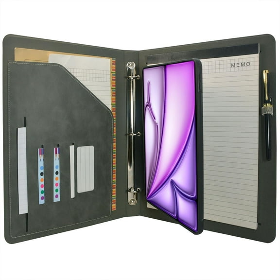 iPad Organizer Portfolio Case with 3-Ring Binder, Binder Padfolio File Folder with Removable Tablet Holder, Compatible with 11-inch iPad Air (M2) 2024 Model