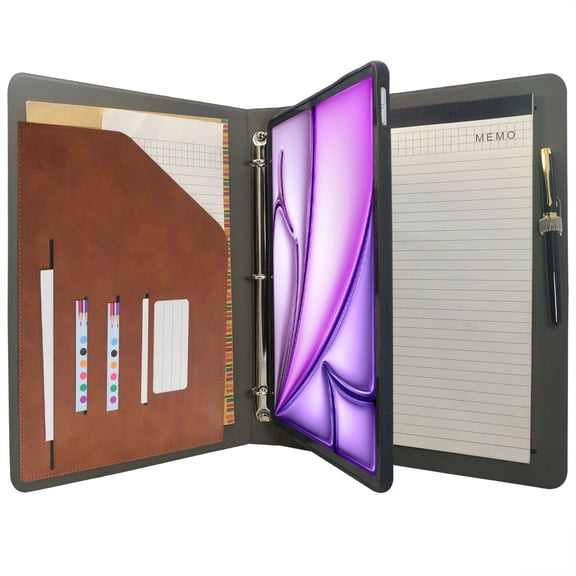 iPad Organizer Portfolio Case with 3-Ring Binder, Binder Padfolio File Folder with Removable Tablet Holder, Compatible with 13-inch iPad Air (M2) 2024 Model