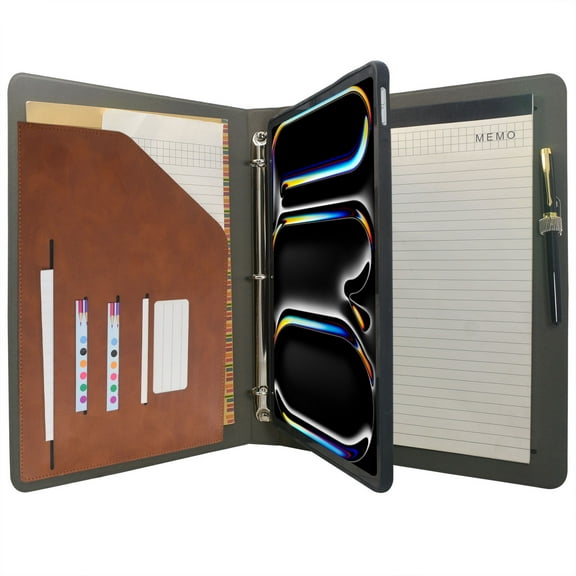 iPad Organizer Portfolio Case with 3-Ring Binder, Binder Padfolio File Folder with Removable Tablet Holder, Compatible with 13-inch iPad Pro (M4) 2024 Model