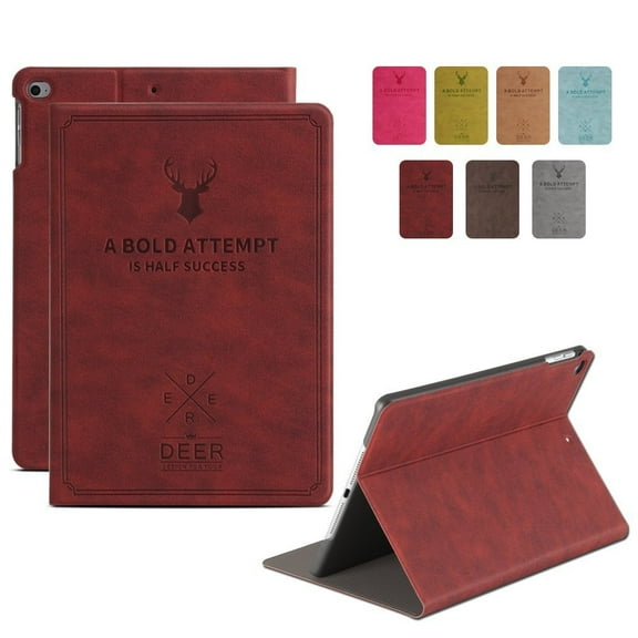 iPad PRO 10.5 Air 3 [ PRO 10.5 Inch Air 3rd Gen ] A1701 A1709 A1852 A2152 A2123 A2153 A2154 Folio Deer Pattern Protective Sleek & Classic Design Smart Cover - Wine