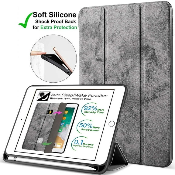 iPad PRO 11 2 Gen 2020 [ PRO 11 2nd ] A2228 A2068 MY232LL/A MY252LL/A MY332LL/A MY342LL/A Protective Durable Shock Proof TPU Silicone Back Case with Pencil Holder - Gray