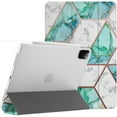 thumbnail image 1 of iPad PRO 11 2 Gen 2020 3rd Gen 2021 4th Gen 2021 A2228 A2068 A2068 MY232LL/A MY252LL/A MY332LL/A MY342LL/A Printed Slim Lightweight Protective PC Dual Angle Stand Clear Flip Back Cover - Marble Green, 1 of 5