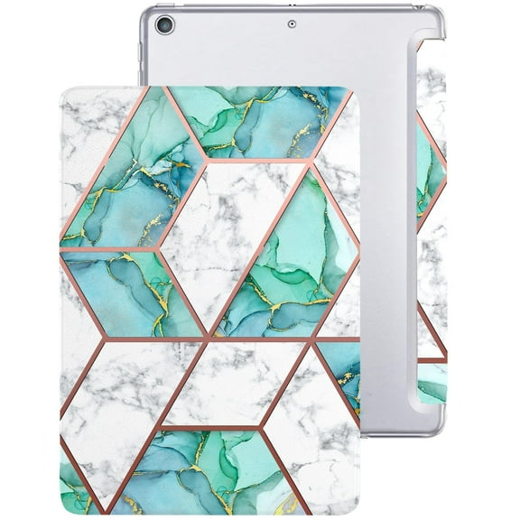 iPad PRO 11 2nd 2020 [ PRO 11 Inch 2 Generation ] A2228 A2068 A2230 MY232LL/A MY252LL/A MY332LL/A MY342LL/A Trifold Printed PC Lightweight Protective Clear Back Cover - Marble Green