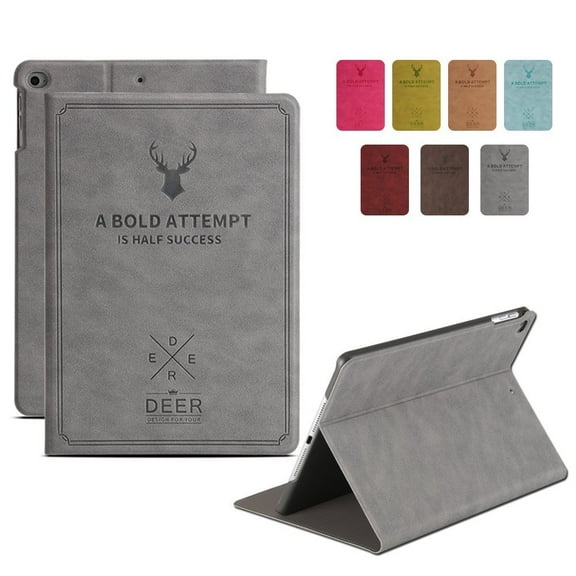 iPad PRO 11 Inch 1st [ PRO 11 2018 1 Gen ] A1980 A1934 A2013 A1979 MTXN2LL/A MTXP2LL/A MTXR2LL/A Folio Deer Pattern Protective Sleek & Classic Design Smart Cover - Gray