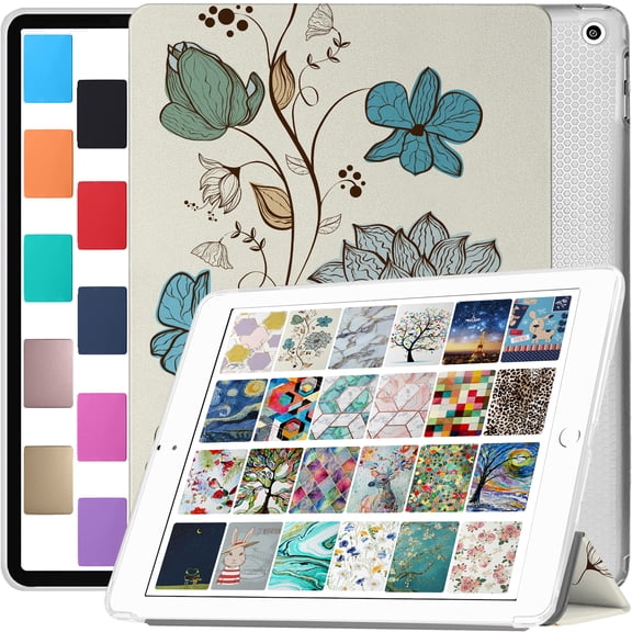 iPad PRO 11 Inch 2018 1 Gen [ PRO 11 1st ] A1980 A1934 A2013 MTXN2LL/A MTXP2LL/A MTXR2LL/A MTXQ2LL/A MTXT2LL/A MTXU2LL/A Shockproof Printed Cover Clear Transparent Back Shell - Watercolor Flowers