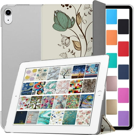 iPad PRO 3rd Gen 2018 12.9 Inch [ 3 Gen ] A1876 A2014 MTEL2LL/A MTEM2LL/A MTFN2LL/A MTFL2LL/A MTFP2LL/A MTFQ2LL/A PrintediPad Cover with Translucent Frosted Hard Back - Watercolor Flowers