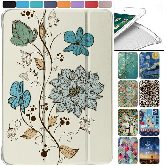 iPad PRO 9.7 2016 [ PRO 9.7 Inch ] A1673 A1674 MLMP2LL/A MM172LL/A MLMN2LL/A MLMW2LL/A MLMX2LL/A MM192LL/A Smart Adjustable Stand Feature Printed Sleek Design Flip Case - Watercolor Flowers