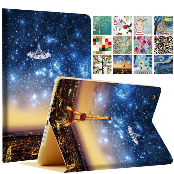 iPad PRO 9.7 Inch 2016 [ PRO 9.7 2016 ] A1673 A1674 A1675 MLMP2LL/A MM172LL/A MLMN2LL/A MLMW2LL/A Printed Folio Magnetic Smart Protective Sleek & Classic Design Cover - Paris Night