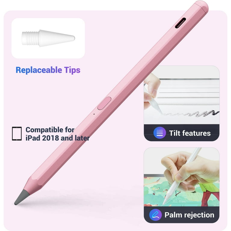 iPad Pencil, Palm Rejection & Tilt Drawing Active Stylus Pen for Apple iPad Pro Air Mini (PINK) iPad Pencil, Palm Rejection & Tilt Drawing Active Stylus Pen for Apple iPad Pro Air Mini (PINK)