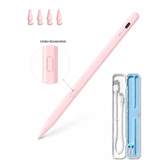 Vonieion Stylus Pen for iPad with Dual Shortcut Buttons, Palm Rejection, Tilt Sensitivity, Pink