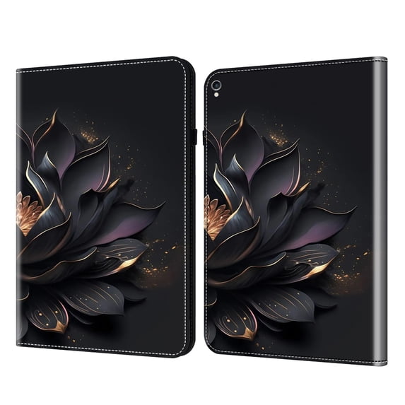 for iPad Pro 10.5" 2017/Air 3 2019 Case, Pattern Lightweight Soft PU Leather Cover with Adjustable Stand & Card Slots & Elastic Strap & Auto Wake/Sleep for iPad Pro 10.5 2017/2019, Purple Lotus