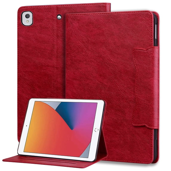 for iPad Pro 10.5/Air 3 Case, Vintage Soft PU Leather Case Cover with 2 Anti-Slip Strips Kickstand & 4 Card Slots (Include 1 Photo Slot) Auto Sleep/Wake for iPad 10.2 2019/2020/201, Red