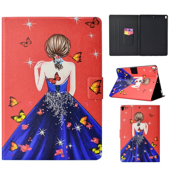 iPad Pro 10.5" Case Girls, Allytech Ultra Slim Colorful Pattern Folio PU Leather Mutiple Angle Stand Auto Sleep Wake Lightweight Cards Holder Smart Case for Apple iPad Pro 10.5" 2017, Butterfly Girl