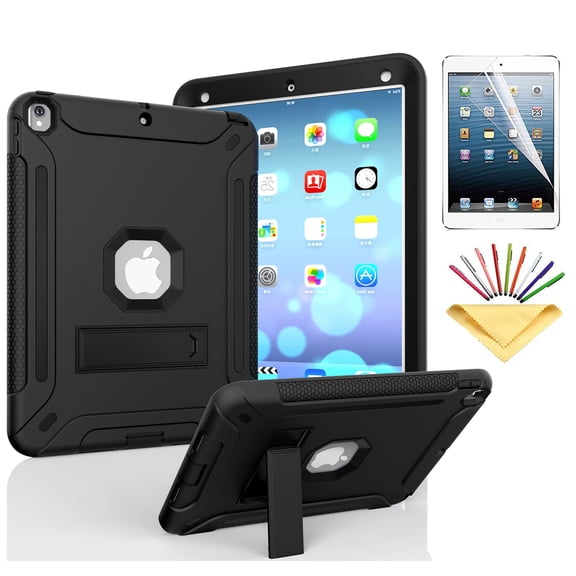 iPad Pro 10.5 Case , iPad Air 3rd Generation Case, Dteck Heavy Duty Shockproof Three Layer Plastic and Silicone Protective Cover with Kickstand, Free Soft Screen Protector Film, Black