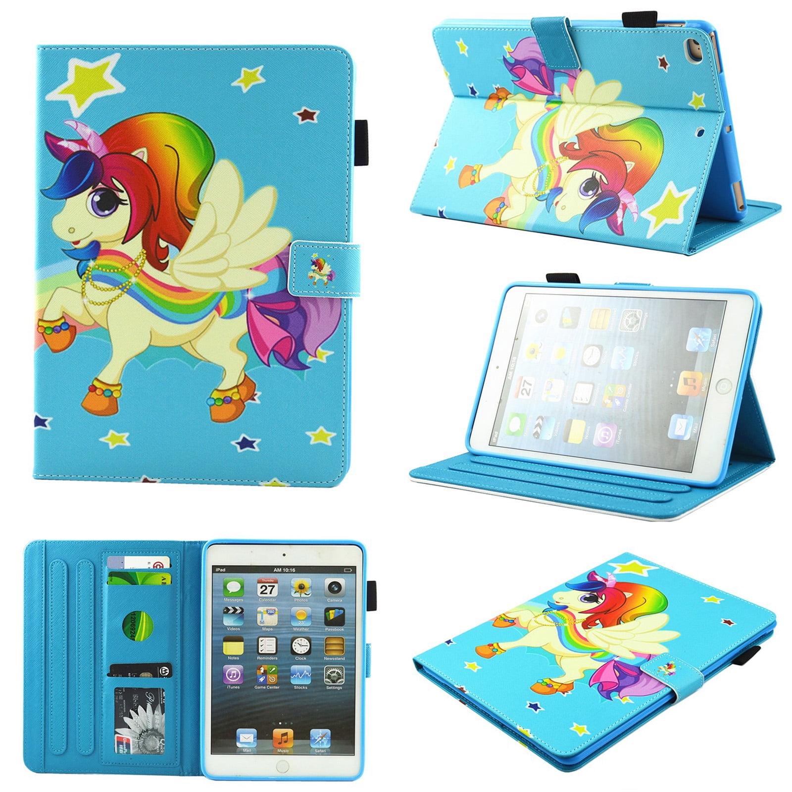 iPad Pro 10.5 Inch Case, Allytech PU Leather Slim Fit Kickstand Folio Flip Protective Auto Sleep Wake Smart Cover w/ Cards & Pencil Holder Shockproof Wallet Case for Apple iPad Pro 10.5",Unicorn Star