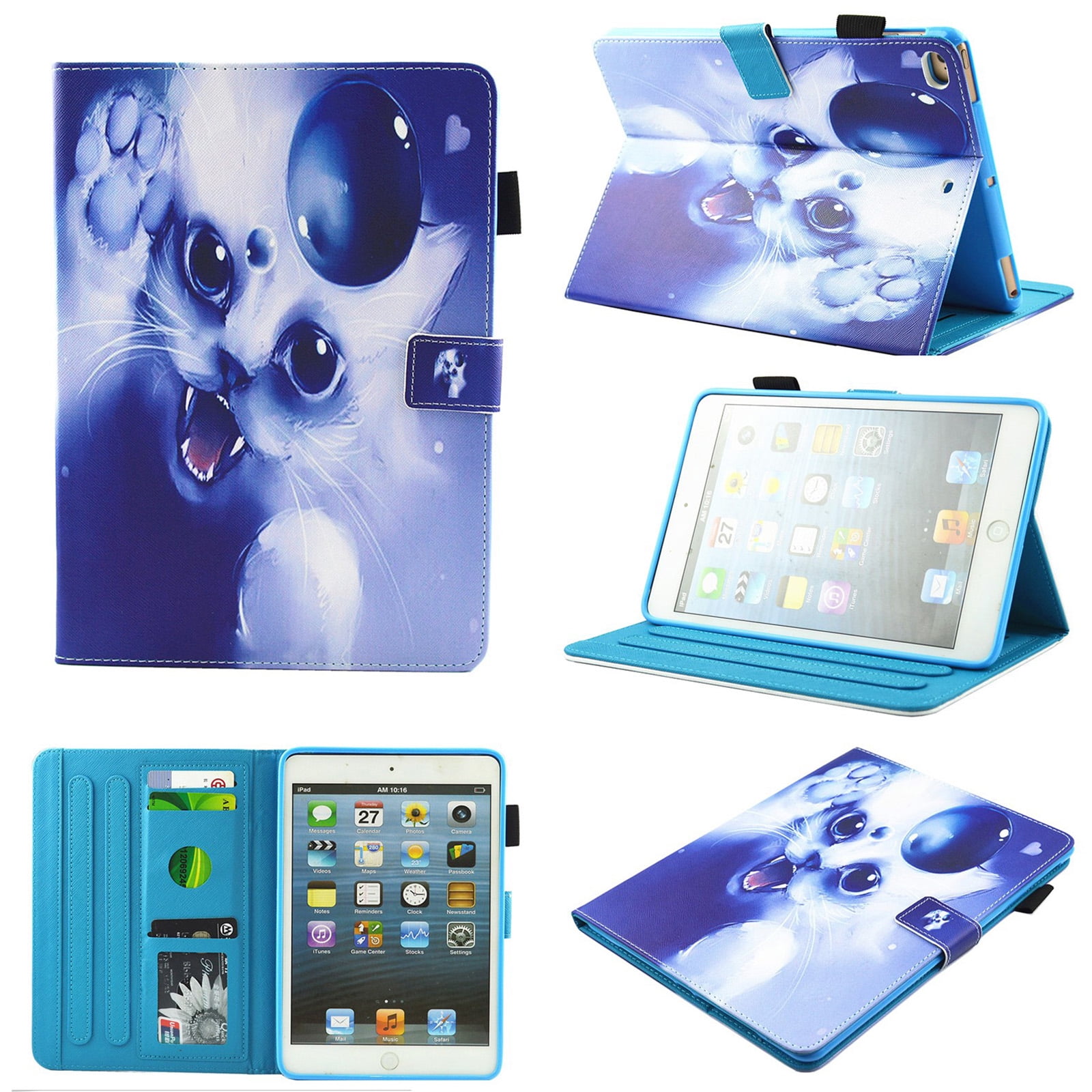 iPad Pro 10.5 Inch Case, Allytech PU Leather Slim Fit Kickstand Folio Flip Protective Auto Sleep Wake Smart Cover w/ Cards & Pencil Holder Shockproof Wallet Case for Apple iPad Pro 10.5", White Cat