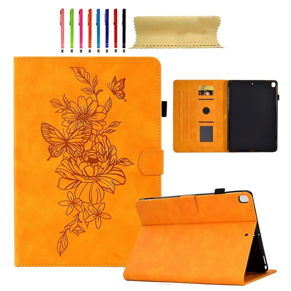 for iPad Pro 10.5 inch 2017, Premium Luxury PU Leather Cover/Smart Folio with Dual Stand and Auto Sleep/Wake Function Case Cover with Pen Slot & Card Slots for iPad Air 3 2019, Khaki