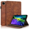 thumbnail image 1 of iPad Pro 11 2020 Case, iPad Pro 11 inch 2nd Generation Case, Dteck Embossed Tree Pattern PU Leather Magnetic Flip Folio Stand Case Auto Wake Sleep with Card Slots/Elastic Band/Stylus Loop, Brown, 1 of 6