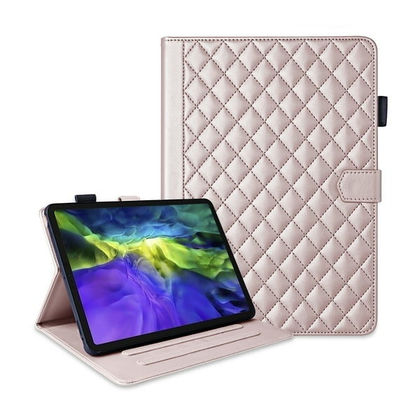 for iPad Pro 11 2022/2021/2020/2018/Air 4/Air 5/Air 11 2024 Folio Flip Case, Elegant Ultra Slim PU Leather Case with Smart Wake Sleep Kickstand Function Pencil Holder and Card Slots, Rosegold