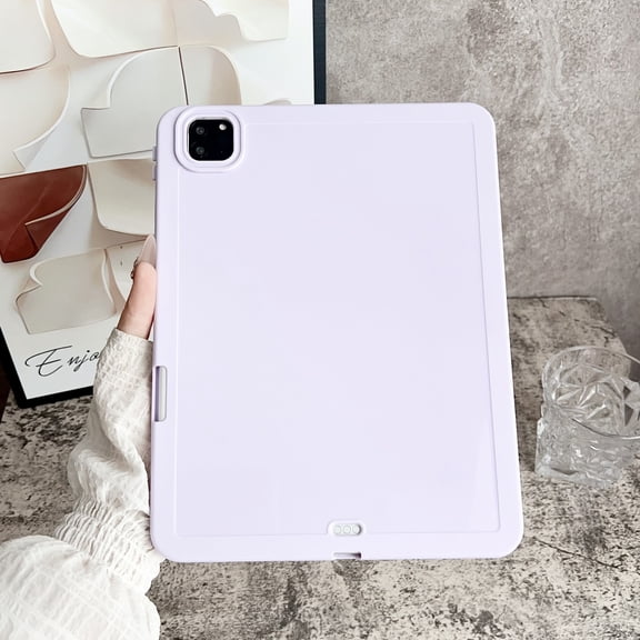 for iPad Pro 11 2022/2021/2020/2018/Air 4/Air 5 Silicone Case, Slim and Light, Shock and Drop Protection, Yellowing Resistant, Hard Back, with Pen Holder, Shock-Absorbing Corners, Purple