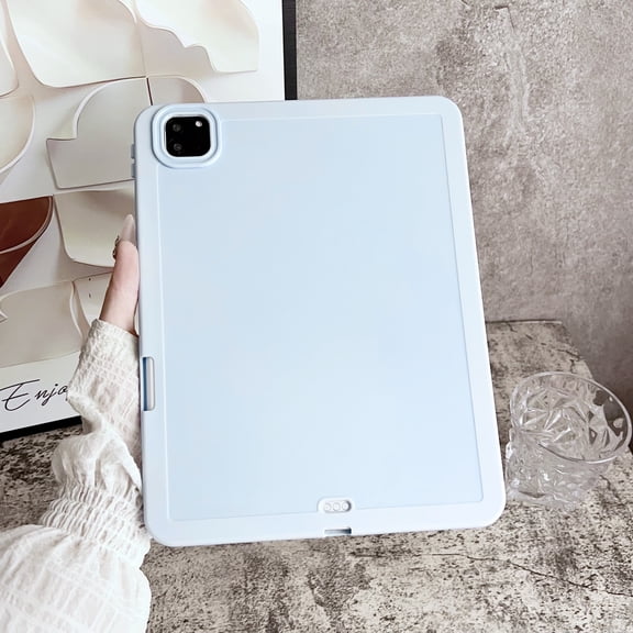 for iPad Pro 11 2022/2021/2020/2018/Air 4/Air 5 Silicone Case, Slim and Light, Shock and Drop Protection, Yellowing Resistant, Hard Back, with Pen Holder, Shock-Absorbing Corners, Blue