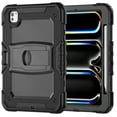 thumbnail image 1 of for iPad Pro 11 2022/2021/2020/2018 Case with PET Screen Protector + Pencil Holder + Stand + Shoulder Strap | Heavy Duty Protection 3 Layer Silicone PC Case for iPad Air4/Air5 | Black, 1 of 8