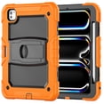 thumbnail image 1 of for iPad Pro 11 2022/2021/2020/2018 Case with PET Screen Protector + Pencil Holder + Stand + Shoulder Strap | Heavy Duty Protection 3 Layer Silicone PC Case for iPad Air4/Air5 | Orange+Black, 1 of 8