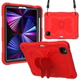 thumbnail image 1 of for iPad Pro 11" 2022/2021/2020/2018 Kids Case with 3D Butterfly Stand & Pencil Holder, Tablet Case with Shoulder Strap, Shockproof Protective Cover for iPad Air 5th/4th 10.9" 2022/2020, Red, 1 of 8