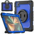 thumbnail image 1 of for iPad Pro 11 2024 Kids Case Heavy Duty Rugged Shockproof Silicone Hybrid Protective Case Cover Rotating Ring Stand Hand Grip+Pencil Holder+Screen Protector for iPad Pro 11 2024 - Black+Blue, 1 of 7