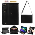 thumbnail image 1 of for iPad Pro 11" 2024 M4 5th Geneartion A2836/A2837/A3006 PU Leather Case, with Pencil Holder, Money Pocket, Shoulder/Hand Strap, Card Slots Kickstand Flip Cover, Full Body Protection, Black, 1 of 6