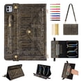 thumbnail image 1 of for iPad Pro 11" 2024 M4 5th Generation Case, Handbag Design PU Leather Stand Cover with Elastic Hand Strap and Detachable Adjustable Shoulder Strap, Pencil Holder, Document Card Pocket, Silvergold, 1 of 9