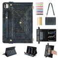 thumbnail image 1 of for iPad Pro 11" 2024 M4 5th Generation Case, Handbag Design PU Leather Stand Cover with Elastic Hand Strap and Detachable Adjustable Shoulder Strap, Pencil Holder, Document Card Pocket, Blue, 1 of 9