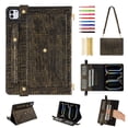 thumbnail image 1 of for iPad Pro 11" 2024 M4 5th Generation Case, Handbag Design PU Leather Stand Cover with Elastic Hand Strap and Detachable Adjustable Shoulder Strap, Pencil Holder, Document Card Pocket, Blackgold, 1 of 9