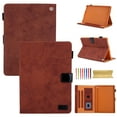 thumbnail image 1 of For iPad Pro 11" 4th/3rd/2nd Generation (2020-2021-2022) Case,Retro Card Slot Cover with Pencil Holder,Multi-Angle Viewing Stand,Pocket Folio Leather Case,Brown, 1 of 7